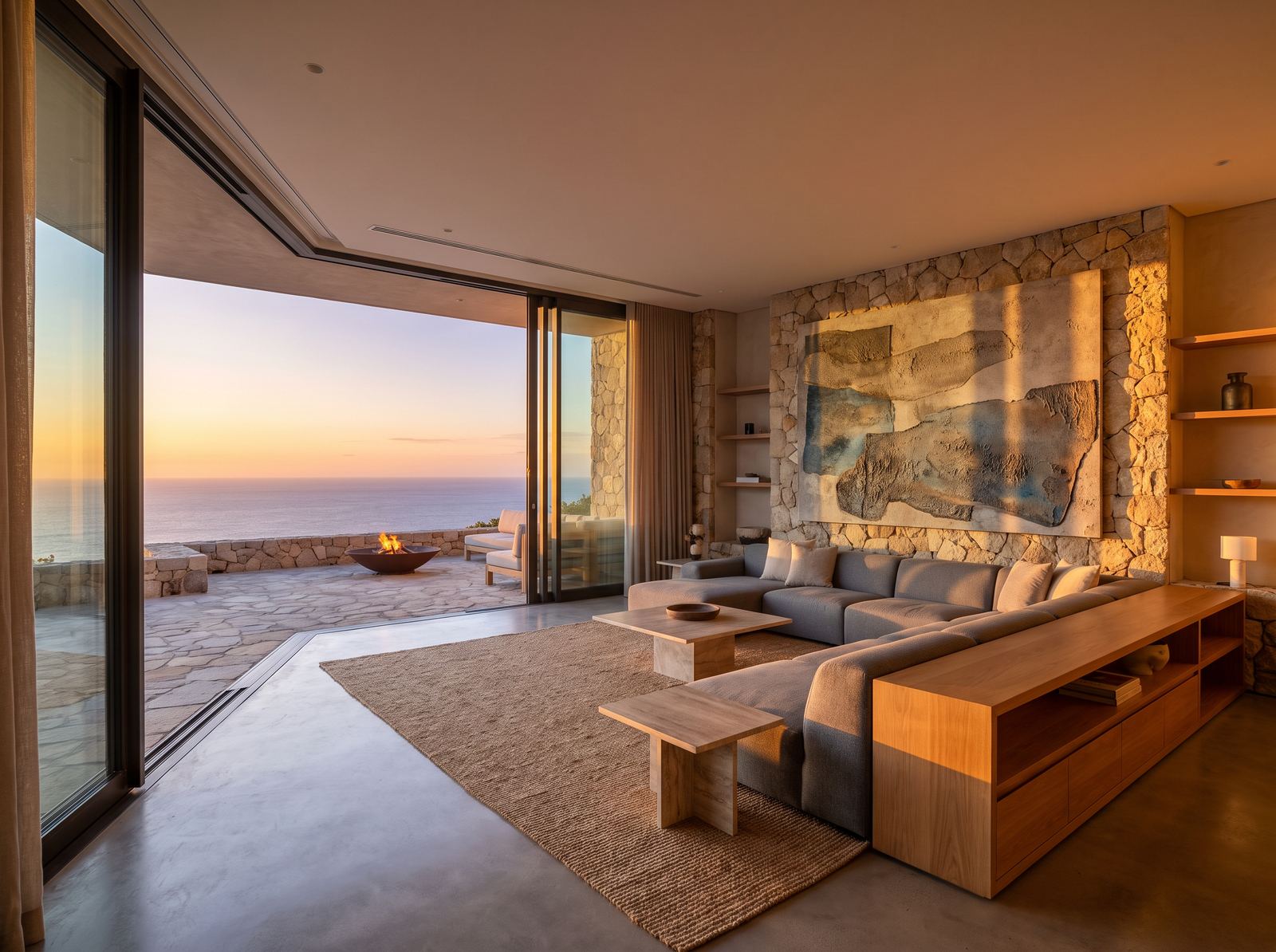Salon vue mer de la Villa des Baleines