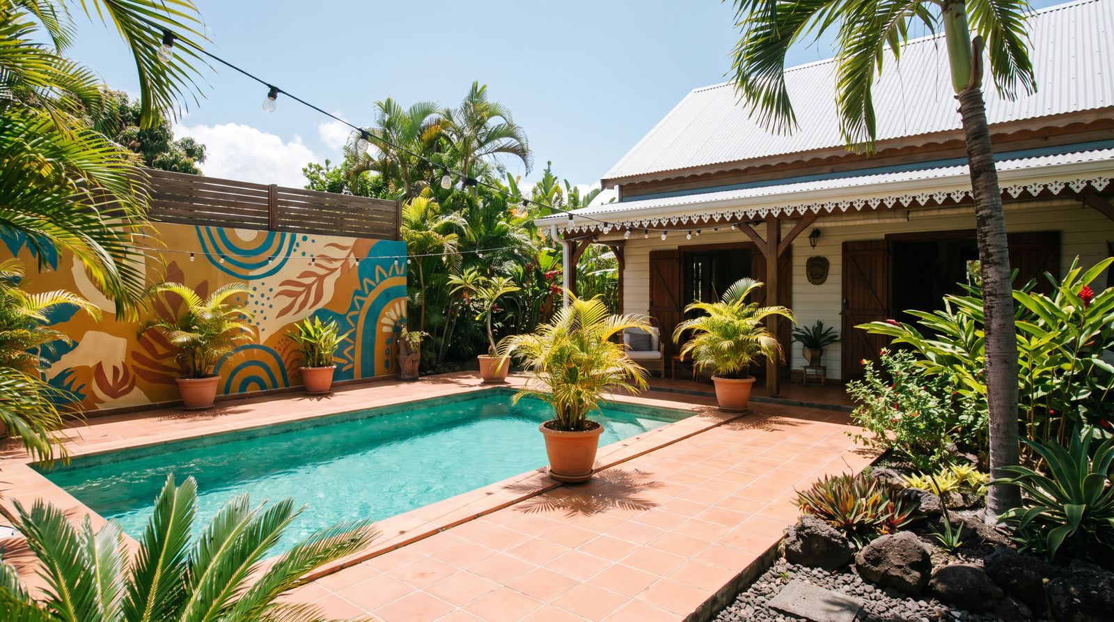 Casa Mona, villa bohème colorée avec piscine à La Saline-les-Bains